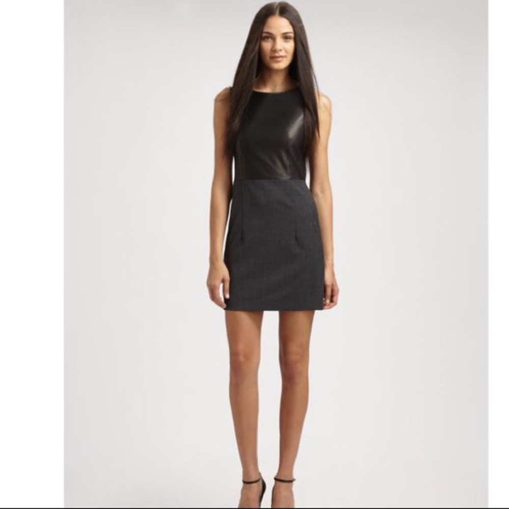 Theory genuine real leather wool sheath dress